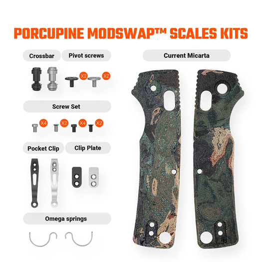Vosteed Porcupine ModSwap™ - Canvas Rag Burl - Green Current Micarta kahvapalat