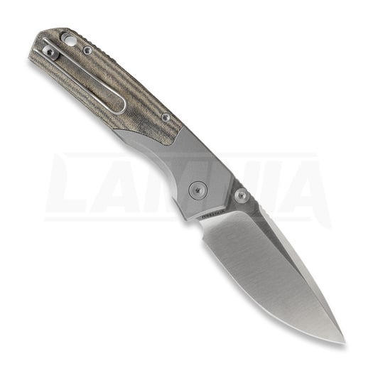 Vosteed Psyop 299 - Satin - Micarta k&auml;&auml;nt&ouml;veitsi, vihre&auml;