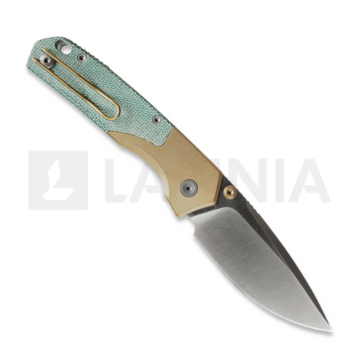Vosteed Psyop 299 - Satin - Ti Bolster + Norplex UltreX Micarta sulankstomas peilis, teal