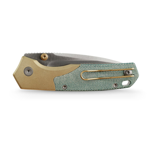 Vosteed Psyop 299 - Satin - Ti Bolster + Norplex UltreX Micarta &ouml;sszecsukhat&oacute; k&eacute;s, teal