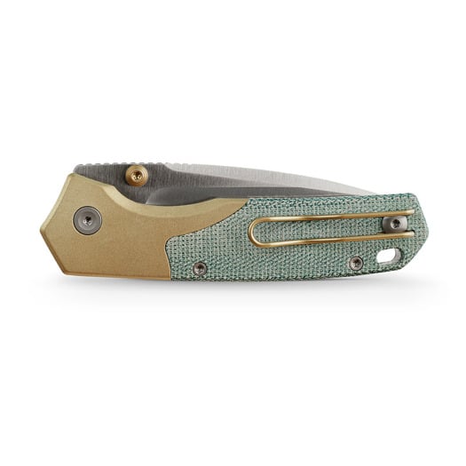 Vosteed Psyop 299 - Satin - Ti Bolster + Norplex UltreX Micarta sulankstomas peilis, teal