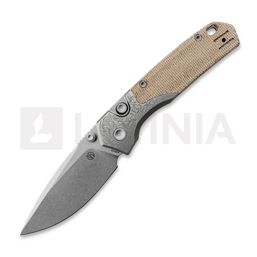 Nóż składany Vosteed Psyop 299 - Stonewash - Ti Bolster + Norplex UltreX Micarta, natural