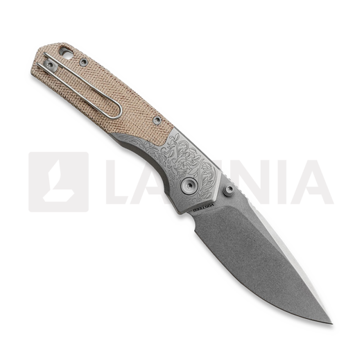 Складной нож Vosteed Psyop 299 - Stonewash - Ti Bolster + Norplex UltreX Micarta, natural