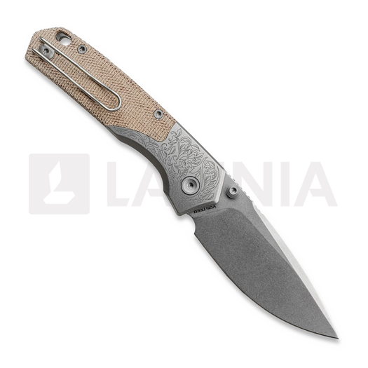 Coltello pieghevole Vosteed Psyop 299 - Stonewash - Ti Bolster + Norplex UltreX Micarta, natural