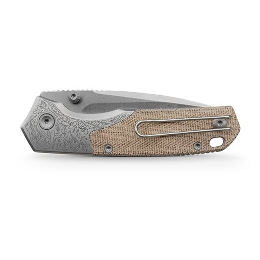 Складной нож Vosteed Psyop 299 - Stonewash - Ti Bolster + Norplex UltreX Micarta, natural
