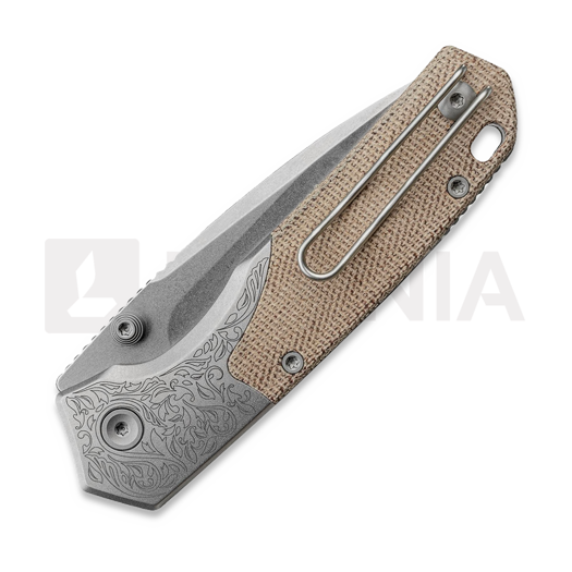 Vosteed Psyop 299 - Stonewash - Ti Bolster + Norplex UltreX Micarta sulankstomas peilis, natural
