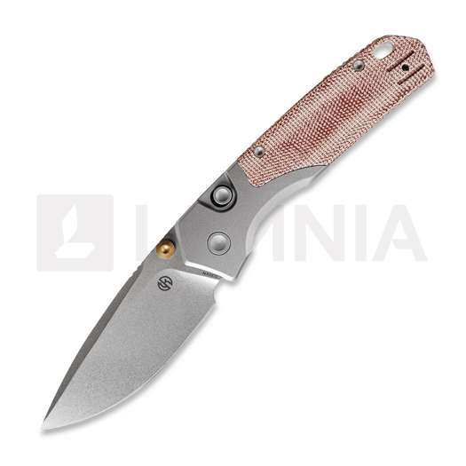 Couteau pliant Vosteed Psyop 299 - Stonewash - Ti Bolster + Norplex UltreX Micarta, rouge