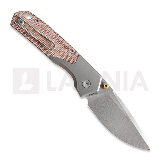 Vosteed Psyop 299 - Stonewash - Ti Bolster + Norplex UltreX Micarta &ouml;sszecsukhat&oacute; k&eacute;s, piros