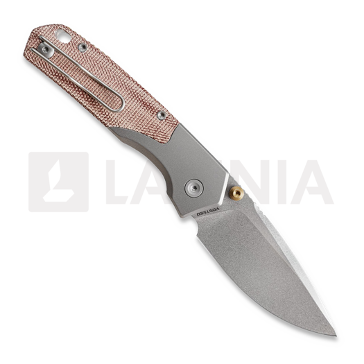 Vosteed Psyop 299 - Stonewash - Ti Bolster + Norplex UltreX Micarta sulankstomas peilis, raudona