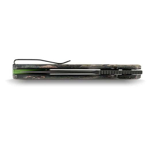 Vosteed Psyop 332 - Blackwash - Current Micarta Taschenmesser, Canvas Rag Burl - Blue