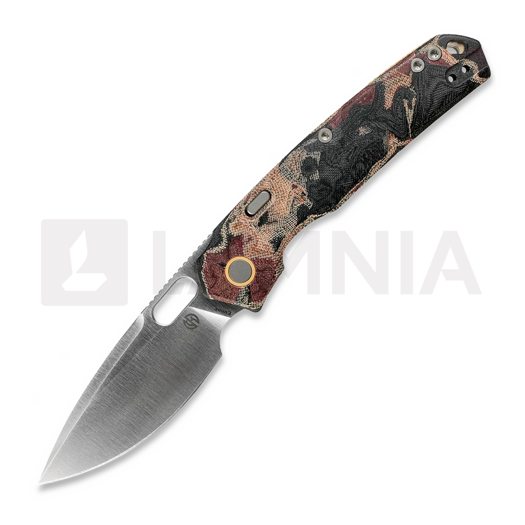 Vosteed Psyop 332 - Satin - Current Micarta סכין מתקפלת, Canvas Rag Burl - Red