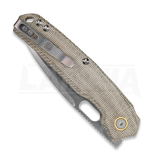 Vosteed Psyop 332 - Stonewash - Micarta k&auml;&auml;nt&ouml;veitsi, vihre&auml;