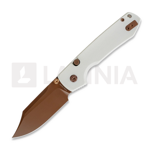 Navaja Vosteed Raccoon 2.0 Top Liner Lock - Copper Dune Bowie - G10, blanco