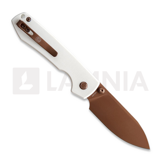 Vosteed Raccoon 2.0 Top Liner Lock - Copper Dune Drop - G10 sulankstomas peilis, balta