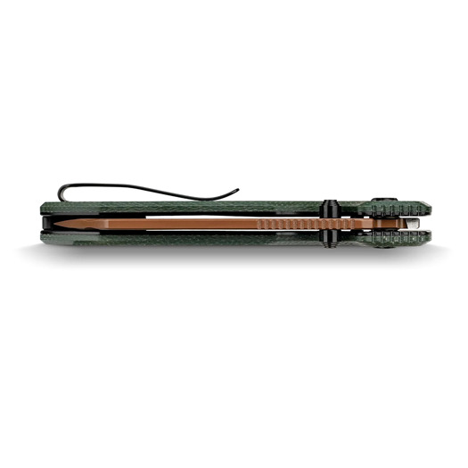 Coltello pieghevole Vosteed Raccoon 2.0 Top Liner Lock - Copper Dune Sheepsfoot - Micarta, vihreä
