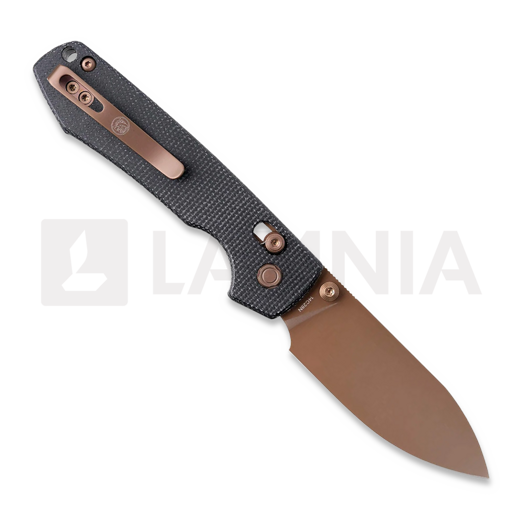 Vosteed Raccoon Crossbar - Copper Dune Drop - Micarta folding knife, black