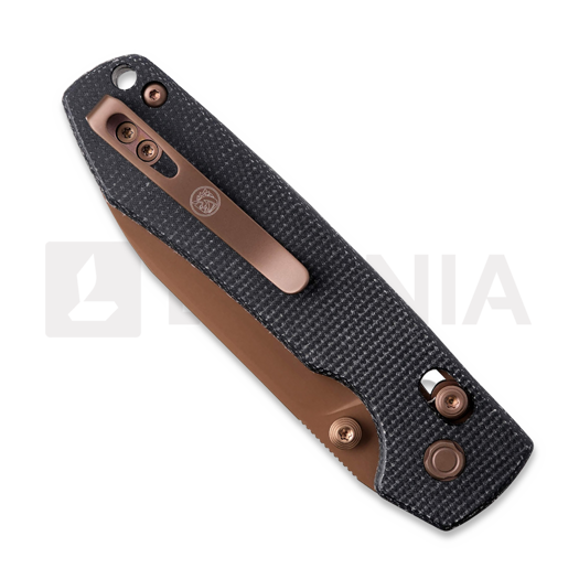 Vosteed Raccoon Crossbar - Copper Dune Drop - Micarta folding knife, black