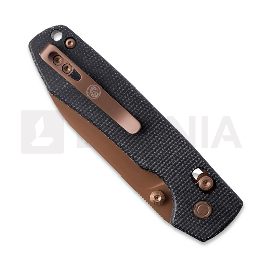 Vosteed Raccoon Crossbar - Copper Dune Drop - Micarta kääntöveitsi, musta