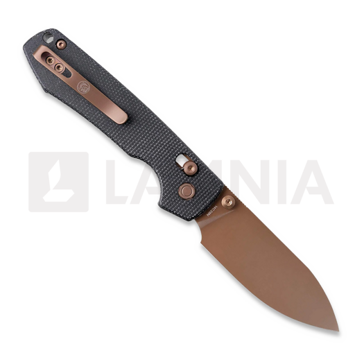 Vosteed Raccoon Crossbar - Copper Dune Drop - Micarta k&auml;&auml;nt&ouml;veitsi, musta