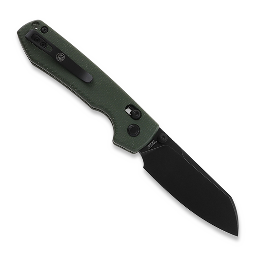 Coltello pieghevole Vosteed Raccoon Crossbar - Micarta Green - B/W Cleaver
