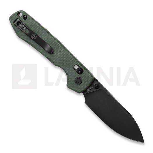 Vosteed Raccoon Crossbar - Micarta Green - B/W Drop folding knife