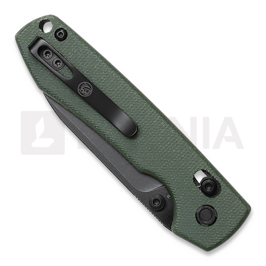 Vosteed Raccoon Crossbar - Micarta Green - B/W Drop folding knife