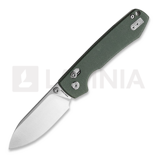 Vosteed Raccoon Crossbar - Micarta Green - Satin Drop sulankstomas peilis