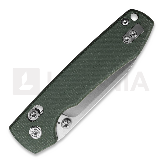 Vosteed Raccoon Crossbar - Micarta Green - Satin Drop sulankstomas peilis