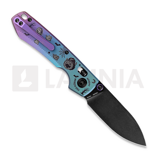 Vosteed Raccoon TiSlim - Blackwash - Titanium k&auml;&auml;nt&ouml;veitsi, Halloween Monster & Jar