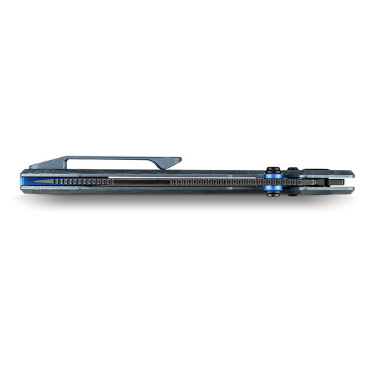 Couteau pliant Vosteed Raccoon TiSlim Crossbar - Blackwash - Titanium, Acid Wash Blue
