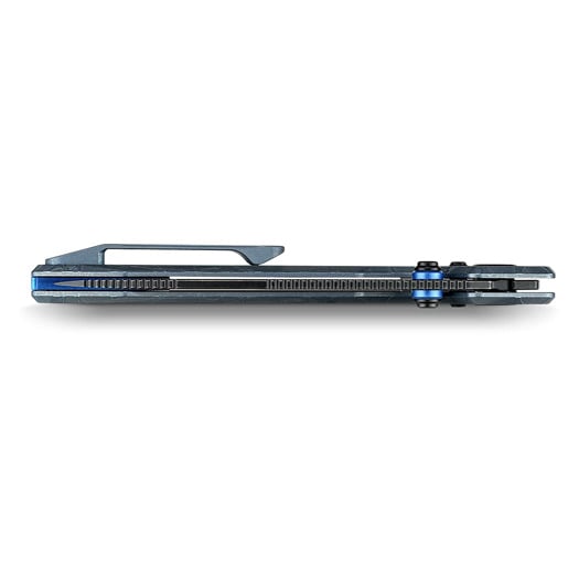 Couteau pliant Vosteed Raccoon TiSlim Crossbar - Blackwash - Titanium, Acid Wash Blue