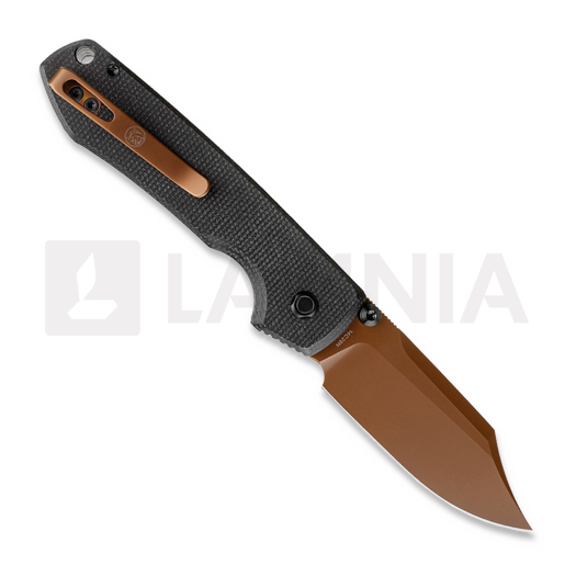 Vosteed Raccoon Top Liner Lock - Copper Dune Bowie - Micarta k&auml;&auml;nt&ouml;veitsi, musta