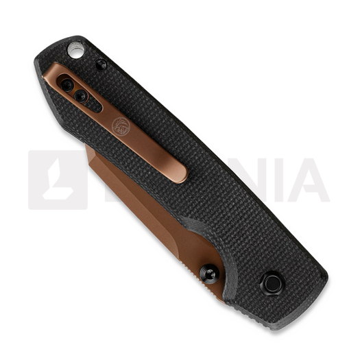 Vosteed Raccoon Top Liner Lock - Copper Dune Bowie - Micarta k&auml;&auml;nt&ouml;veitsi, musta