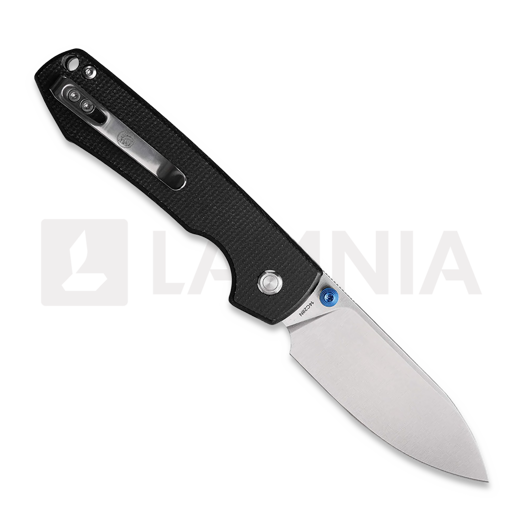 Vosteed Raccoon Top Liner Lock - Satin Drop - Micarta k&auml;&auml;nt&ouml;veitsi, musta