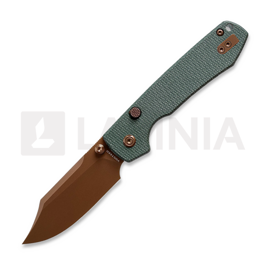 Vosteed Raccoon Top Liner Lock - Copper Dune Bowie - Micarta 접이식 나이프, 초록