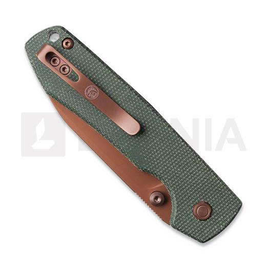 Vosteed Raccoon Top Liner Lock - Copper Dune Drop - Micarta folding knife, green