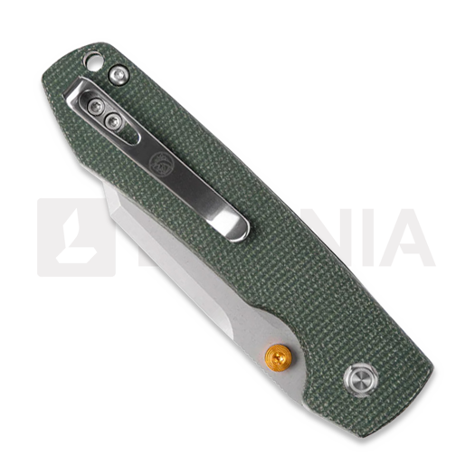 Vosteed Raccoon Top Liner Lock - S/W Bowie - Micarta folding knife, green