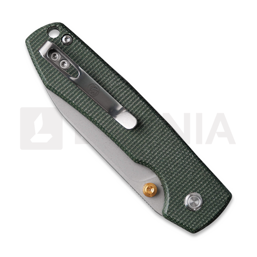 Couteau pliant Vosteed Raccoon Top Liner Lock - S/W Drop - Micarta, vert