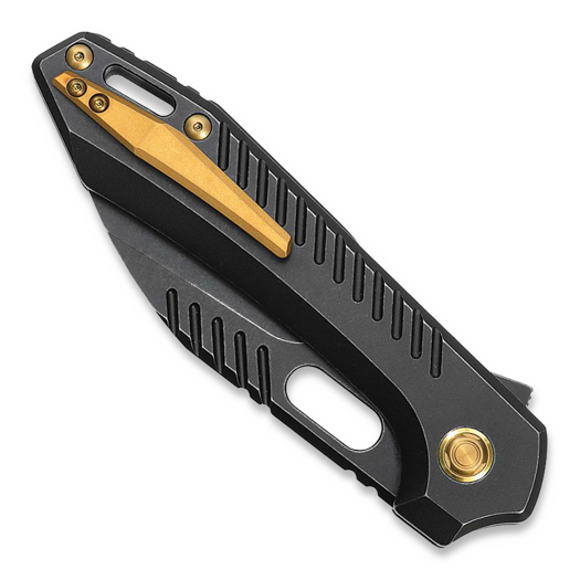 Vosteed RSKAOS Top Linerlock - Titanium B/W - Black Wharncliffe folding knife