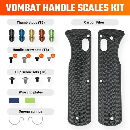 Vosteed Vombat handle scales, Carbon Fiber