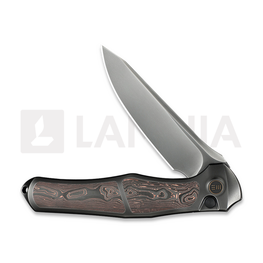 We Knife 702X, Polished Gray Ti/Copper Foil CF, Polished WE07B-3