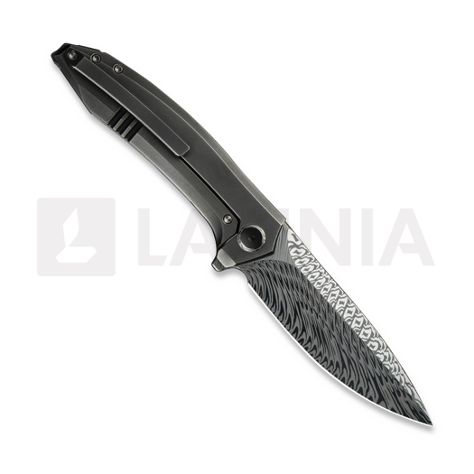 We Knife Acuminal Damasteel, Polished Gray Titanium WE23070-DS1