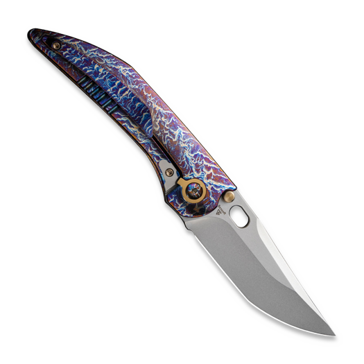 We Knife Attor, Flamed/Gold Ti, Polished BB WE23037-2