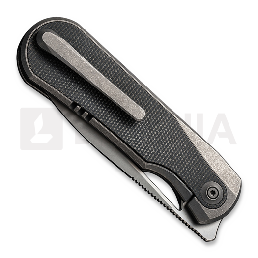 We Knife Baloo Gray Titanium sulankstomas peilis, Dark Green Micarta 21033-4