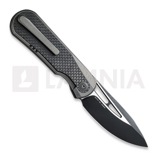 We Knife Baloo Grey Titanium folding knife, Twill Crabon 21033-2