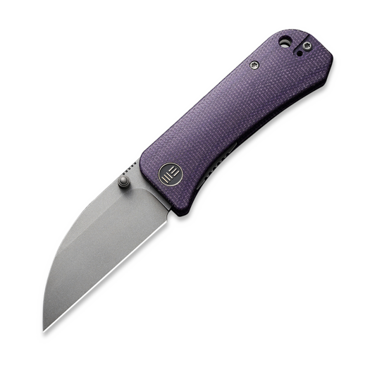 We Knife Banter Wharncliffe, Purple Canvas Micarta, Stonewash WE19068J-2