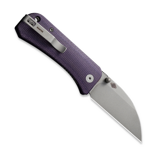 We Knife Banter Wharncliffe, Purple Canvas Micarta, Stonewash WE19068J-2