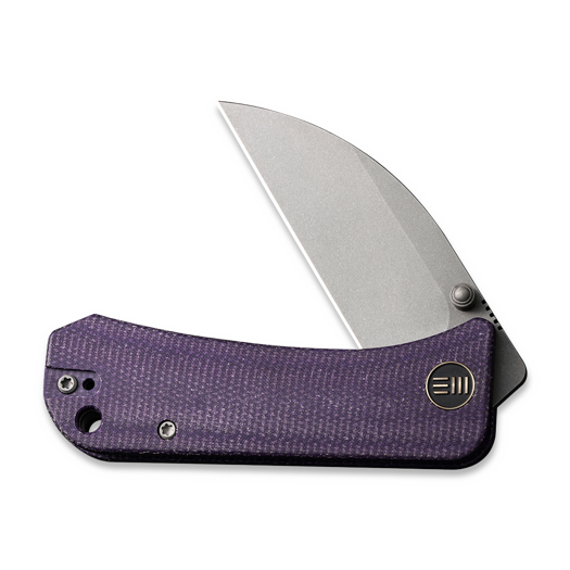 We Knife Banter Wharncliffe, Purple Canvas Micarta, Stonewash WE19068J-2