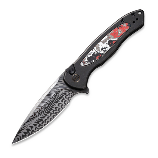 We Knife BL Kitefin Damasteel, Black Ti/Nebula Fat CF WE19002N-DS1