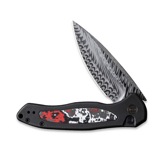 We Knife BL Kitefin Damasteel, Black Ti/Nebula Fat CF WE19002N-DS1